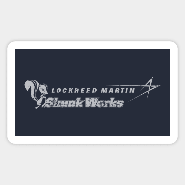 Lockheed Martin Skunk Works Logo (white, aged and weathered) Sticker by GraphicGibbon